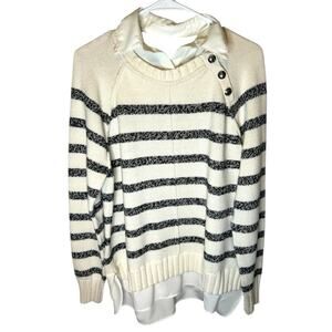 Lauren Ralph Lauren ivory striped  nautical fisherman dickie sweater. Size XL/16